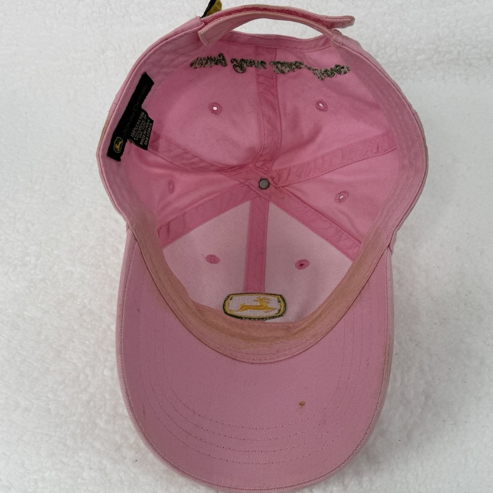 John Deere Strapback Adjustable Hat Cap Pink LogoNothing Runs Like A Deere - Picture 14 of 16